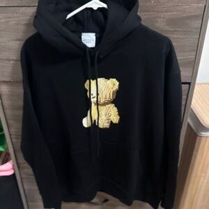 Unisex Black Hoodie with Bear Design size 2